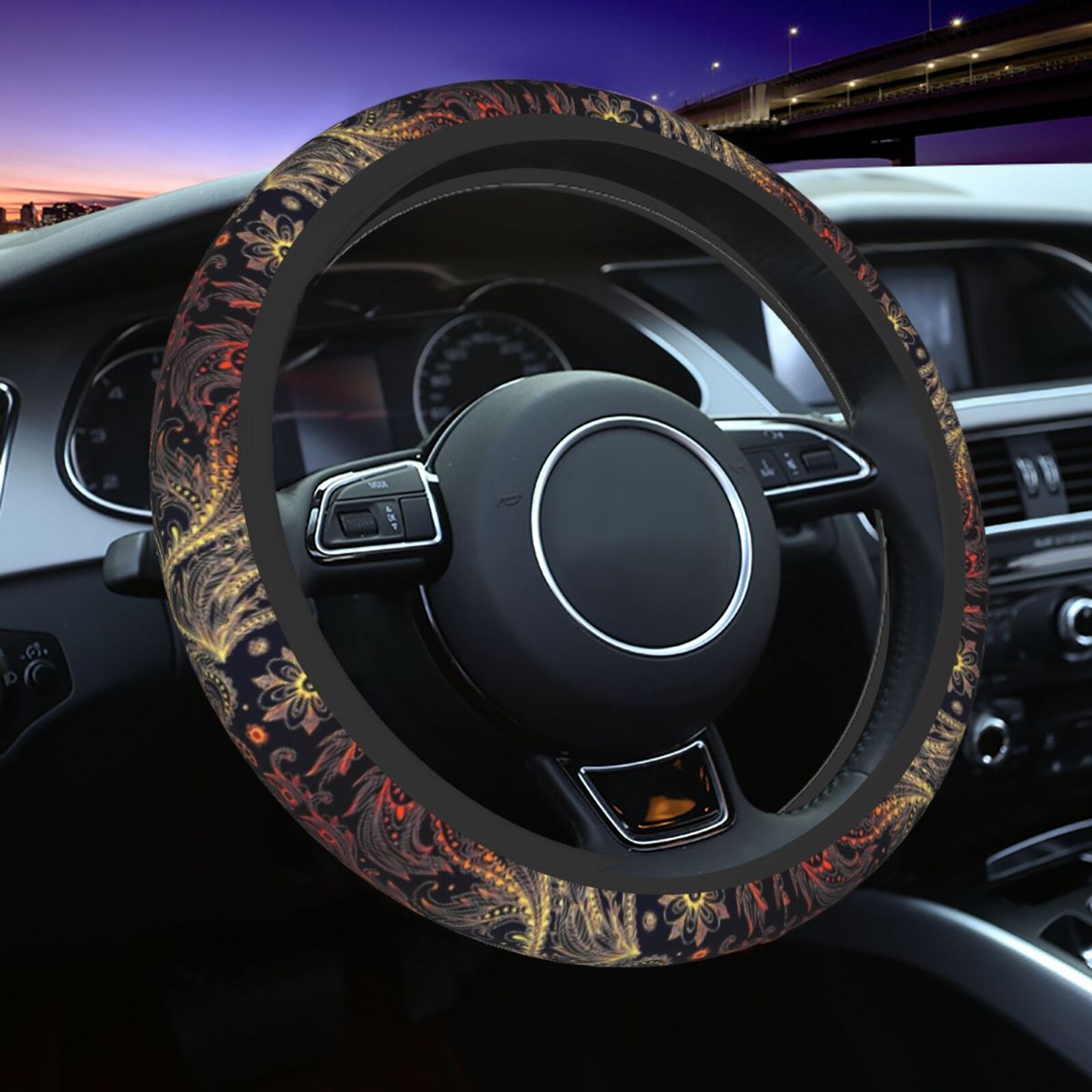 Car Accessories Phoenix - فينيكس ريشة طباعة عجلة القيادة يغطي