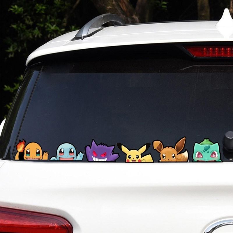 Car Accessories Cute - ملصق نافذة السيارة بتصميم بوكيمون، ملصق